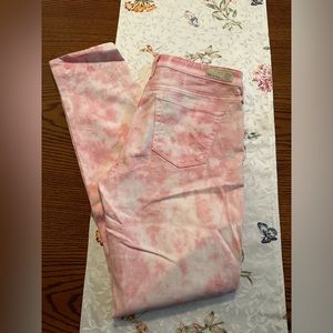 Ag Adriano Goldschmied pink, and white tie-dyed pants